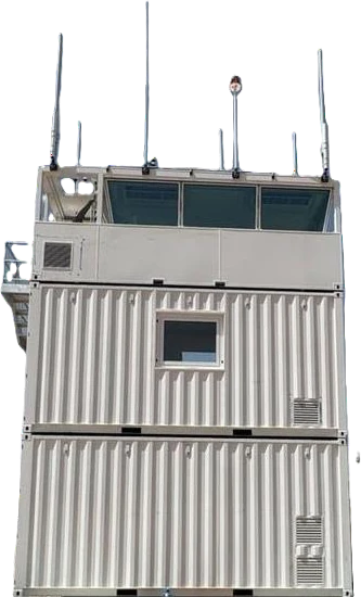 Modular mobile ATC tower cabin with antenna masts
